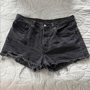Levi's 501 Black Denim Distressed Women's Shorts Size 30